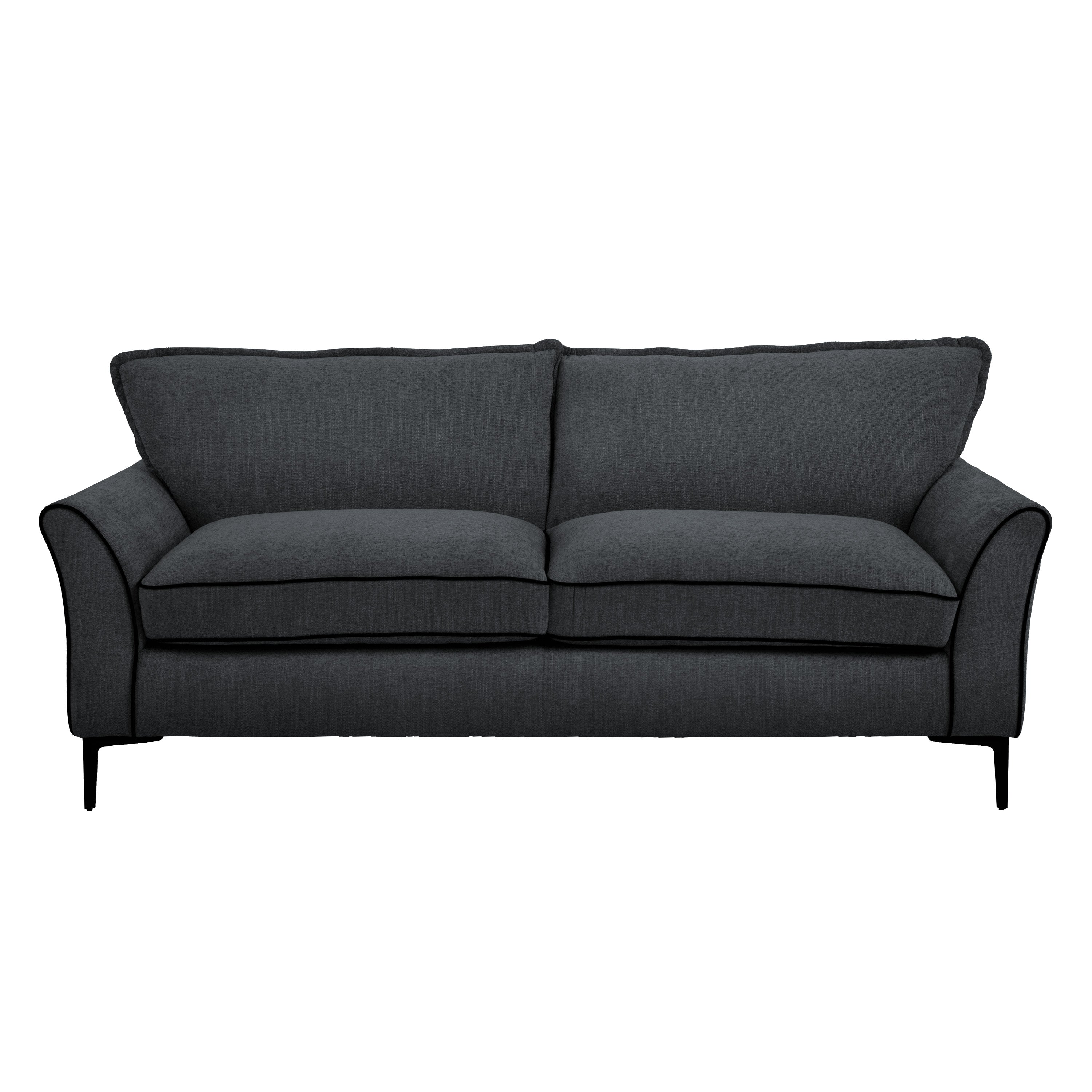 ELLE Home; Amelie 3 Seater Sofa, Grey Velvet