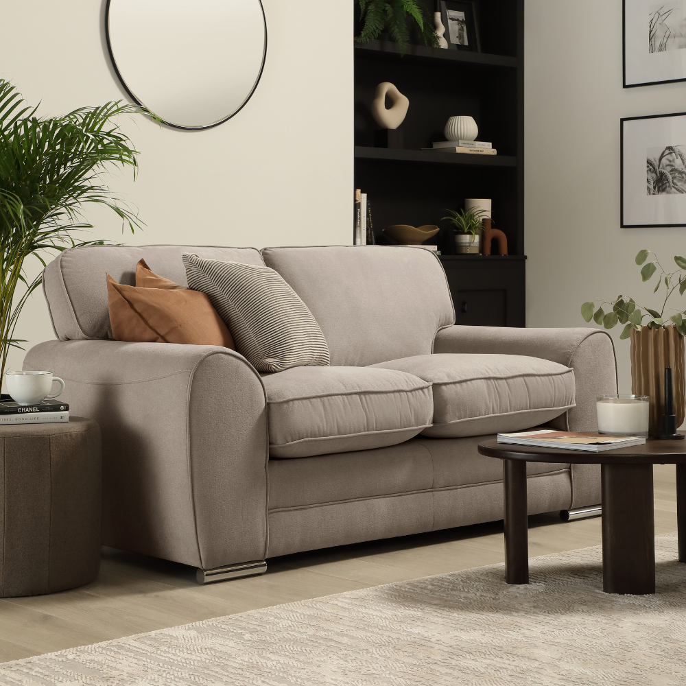 Burford 2 Seater Sofa, Beige House Plush Fabric