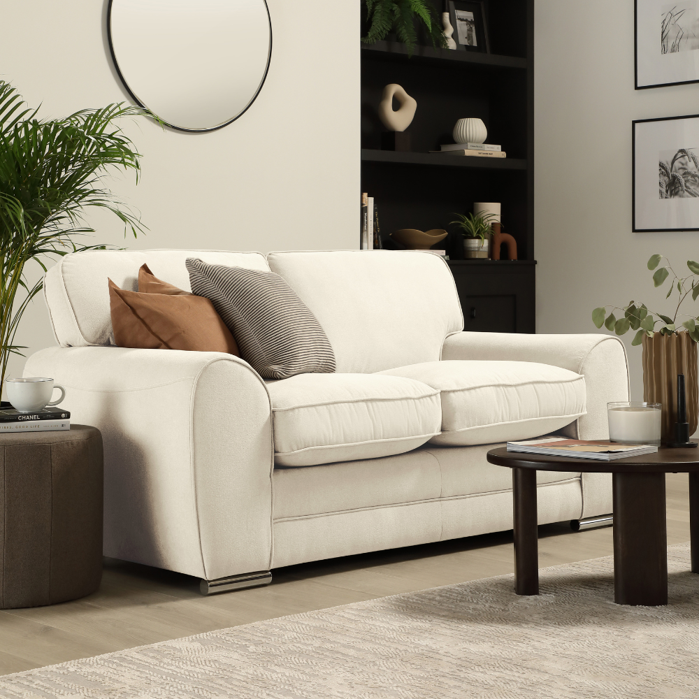 Burford 2 Seater Sofa, Cream House Plush Fabric