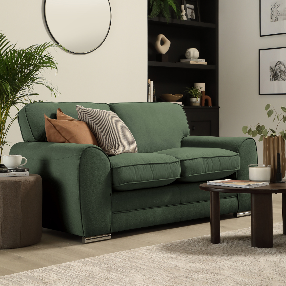 Burford 2 Seater Sofa, Moss Green House Plush Fabric