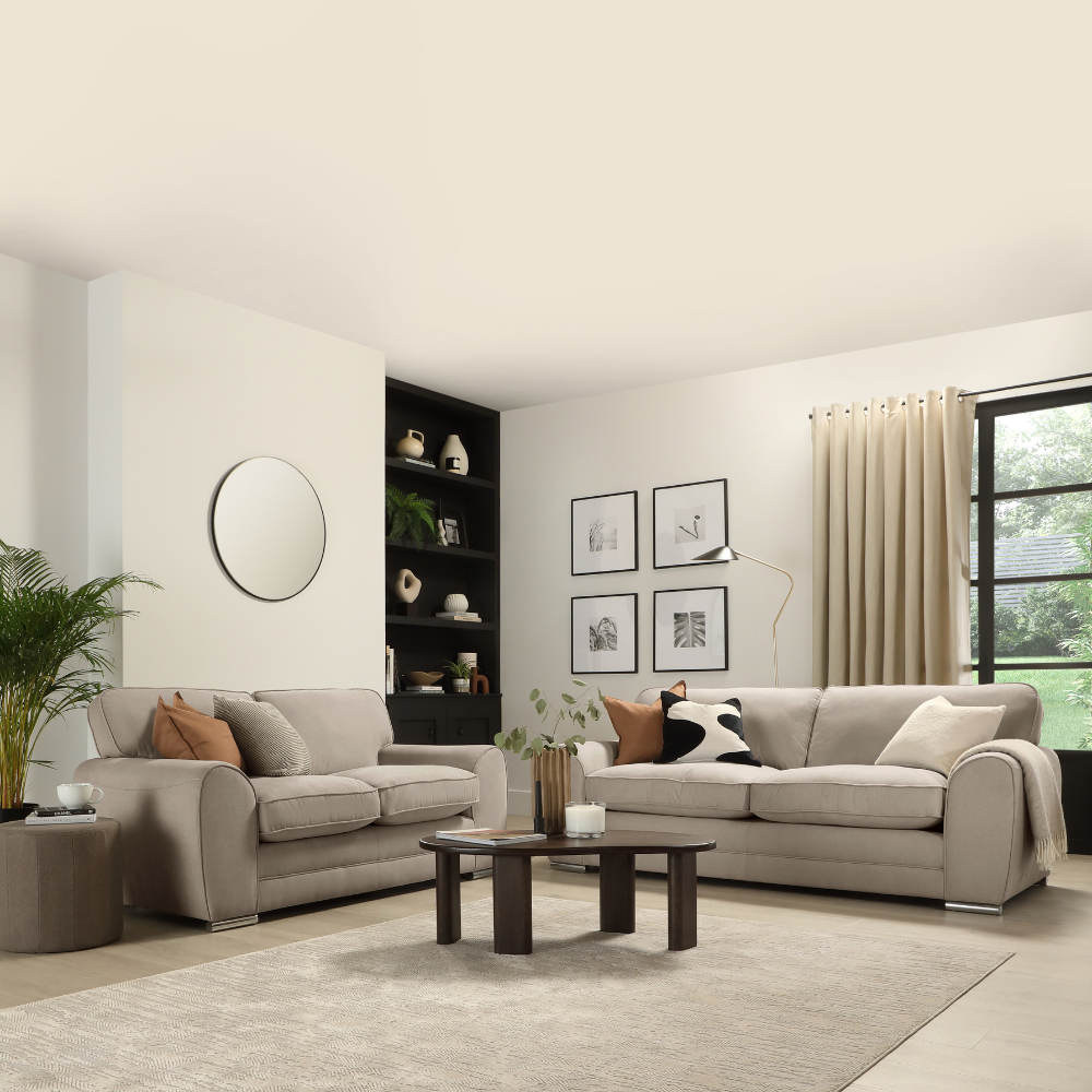 Burford 3+2 Seater Sofa Set, Beige House Plush Fabric