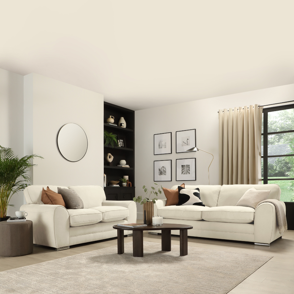 Burford 3+2 Seater Sofa Set, Cream House Plush Fabric