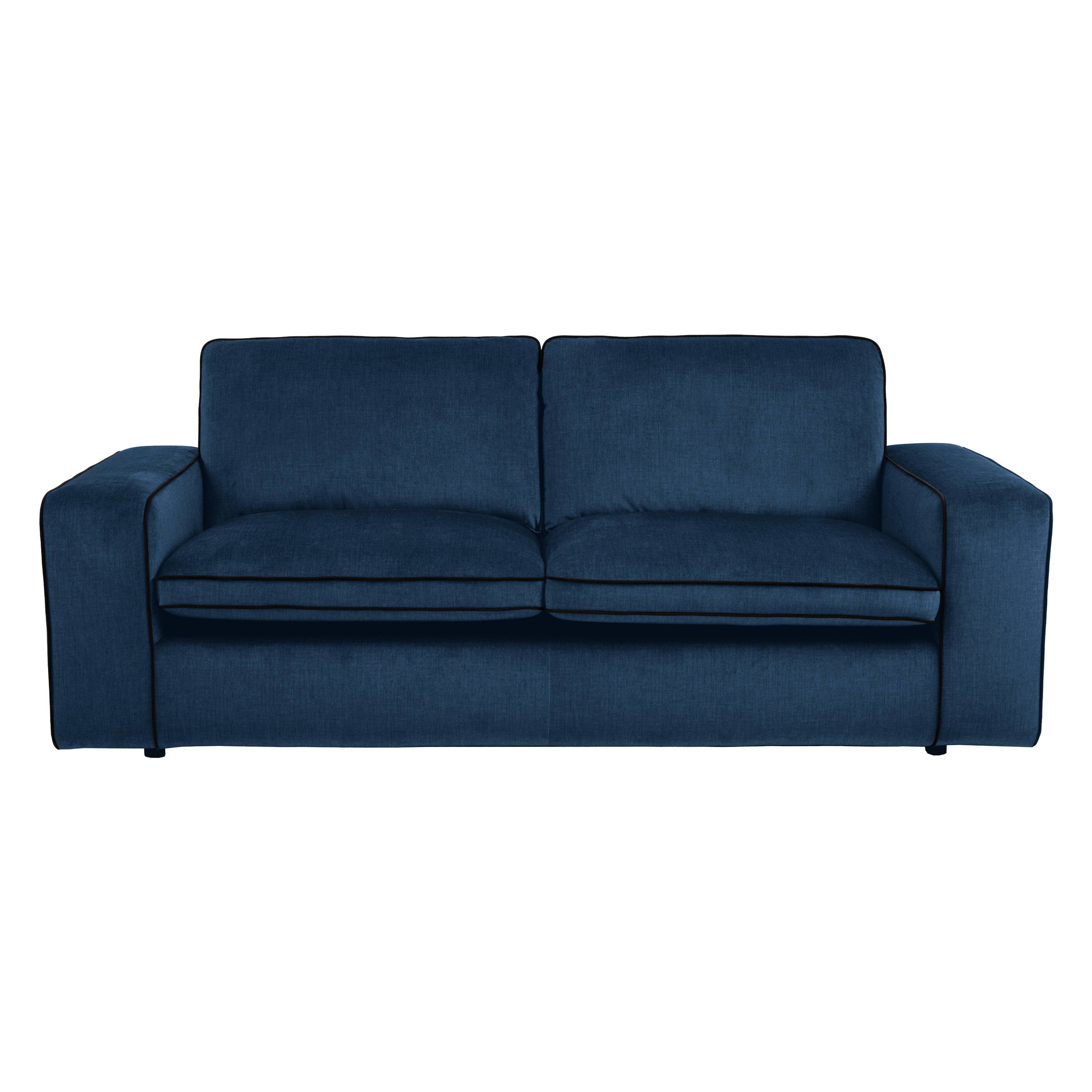 ELLE Home; Camille 3 Seater Sofa, Navy Velvet