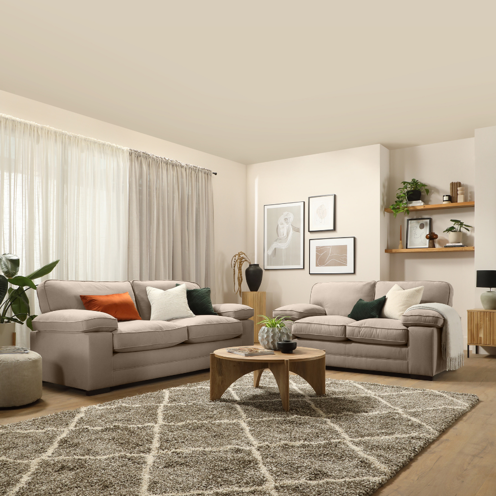 Chatham 3+2 Sofa Seater Sofa Set in Colour Beige House Plush Fabric