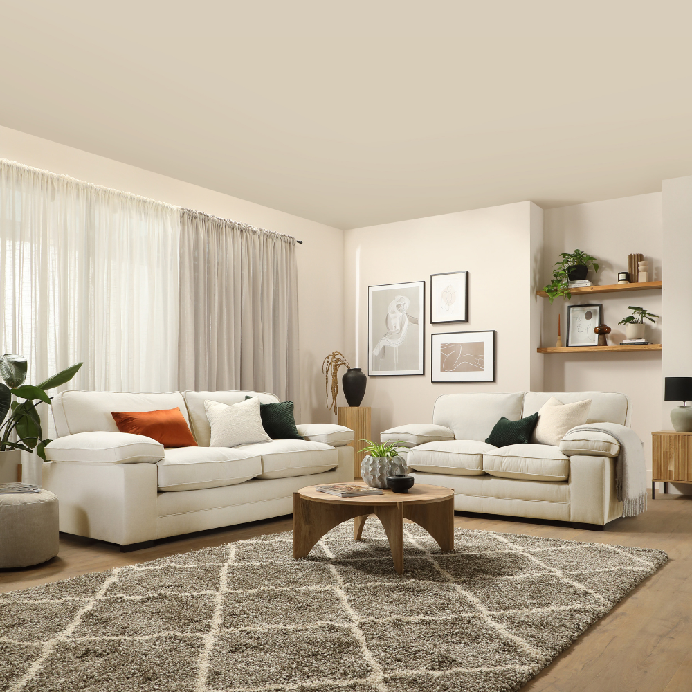 Chatham 3+2 Sofa Seater Sofa Set in Colour Cream House Plush Fabric