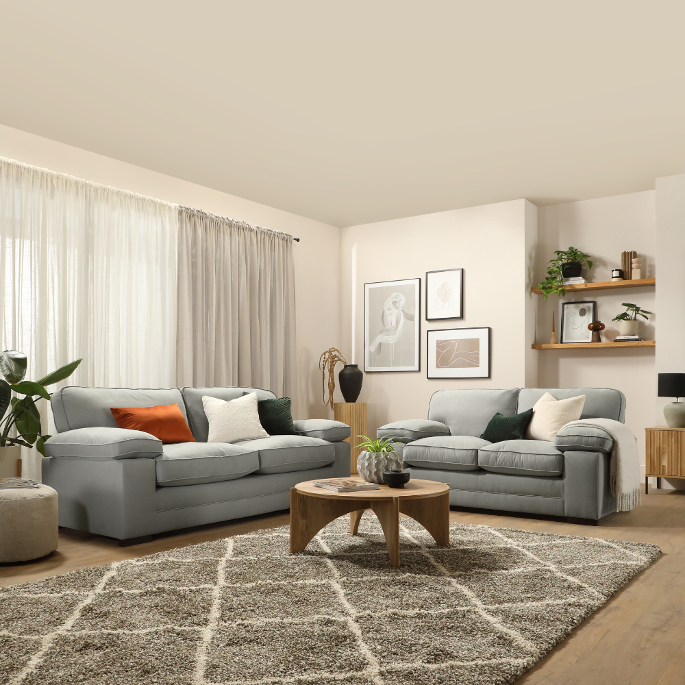 Chatham 3+2 Sofa Seater Sofa Set in Colour Grey House Plush Fabric