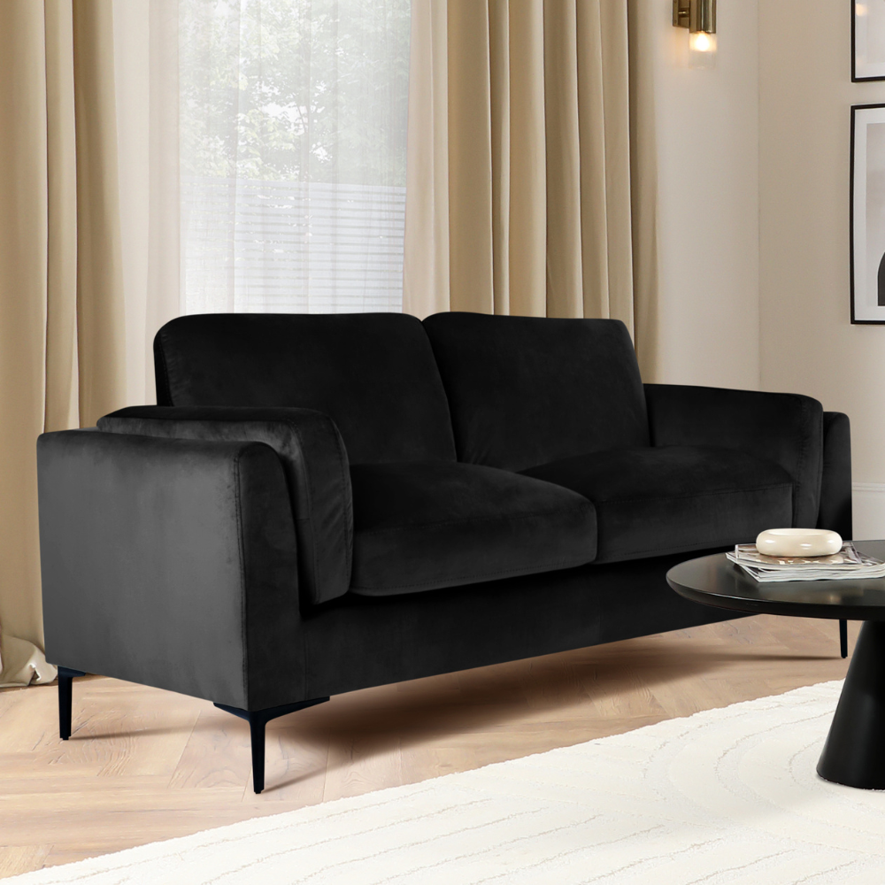 Lucia 2 Seater Sofa, Black House Velvet