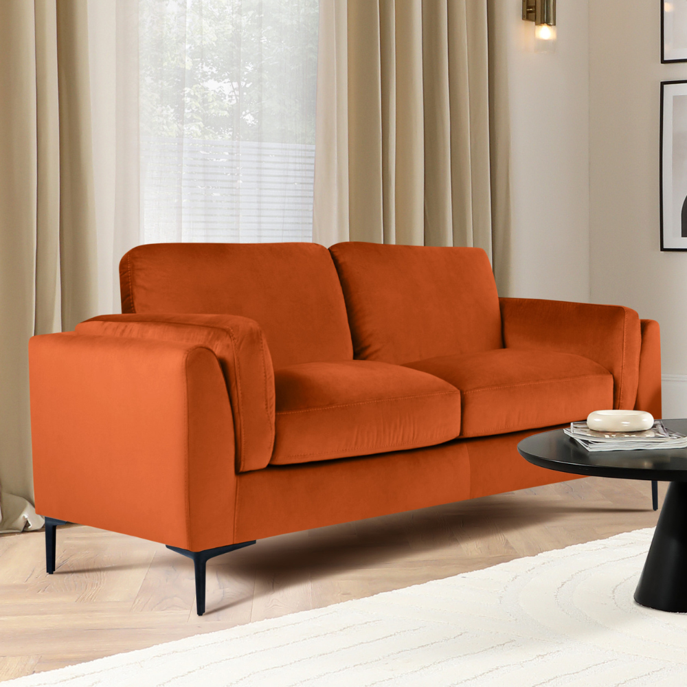 Lucia 2 Seater Sofa, Burnt Orange House Velvet
