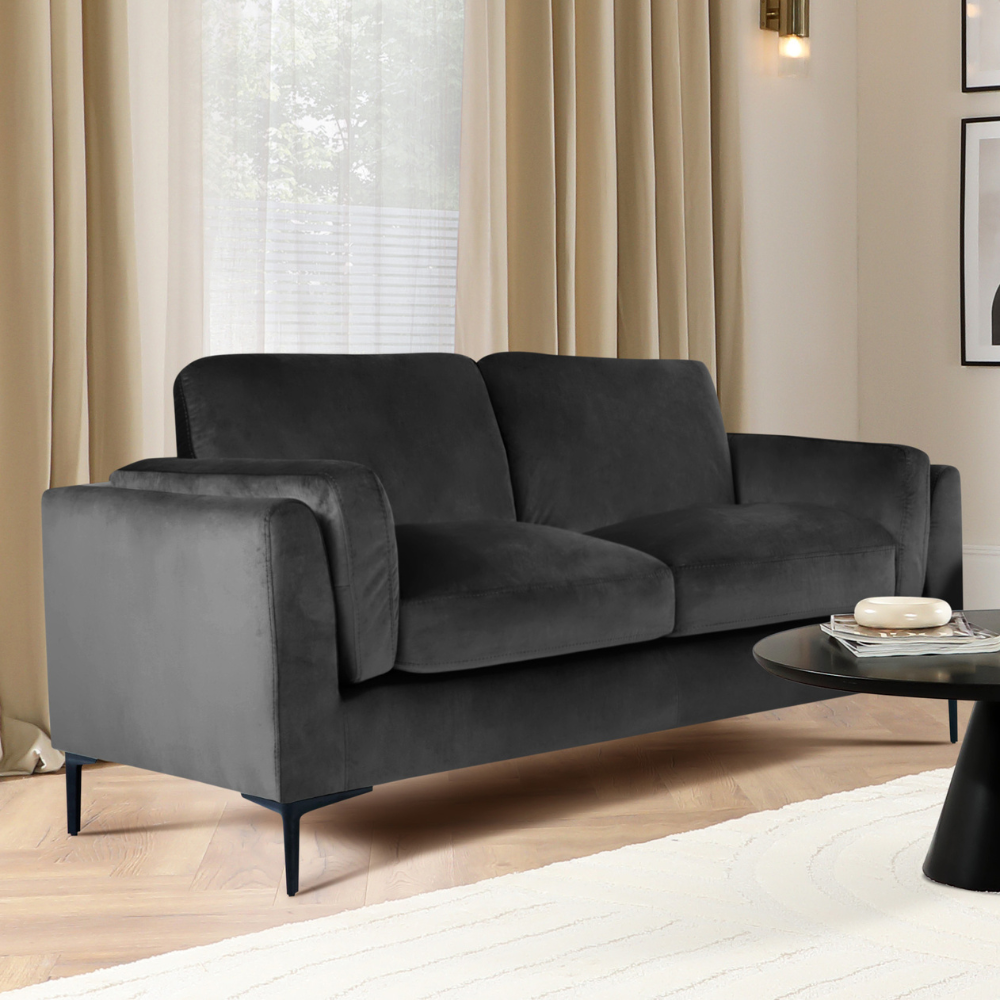 Lucia 2 Seater Sofa, Charcoal Grey House Velvet