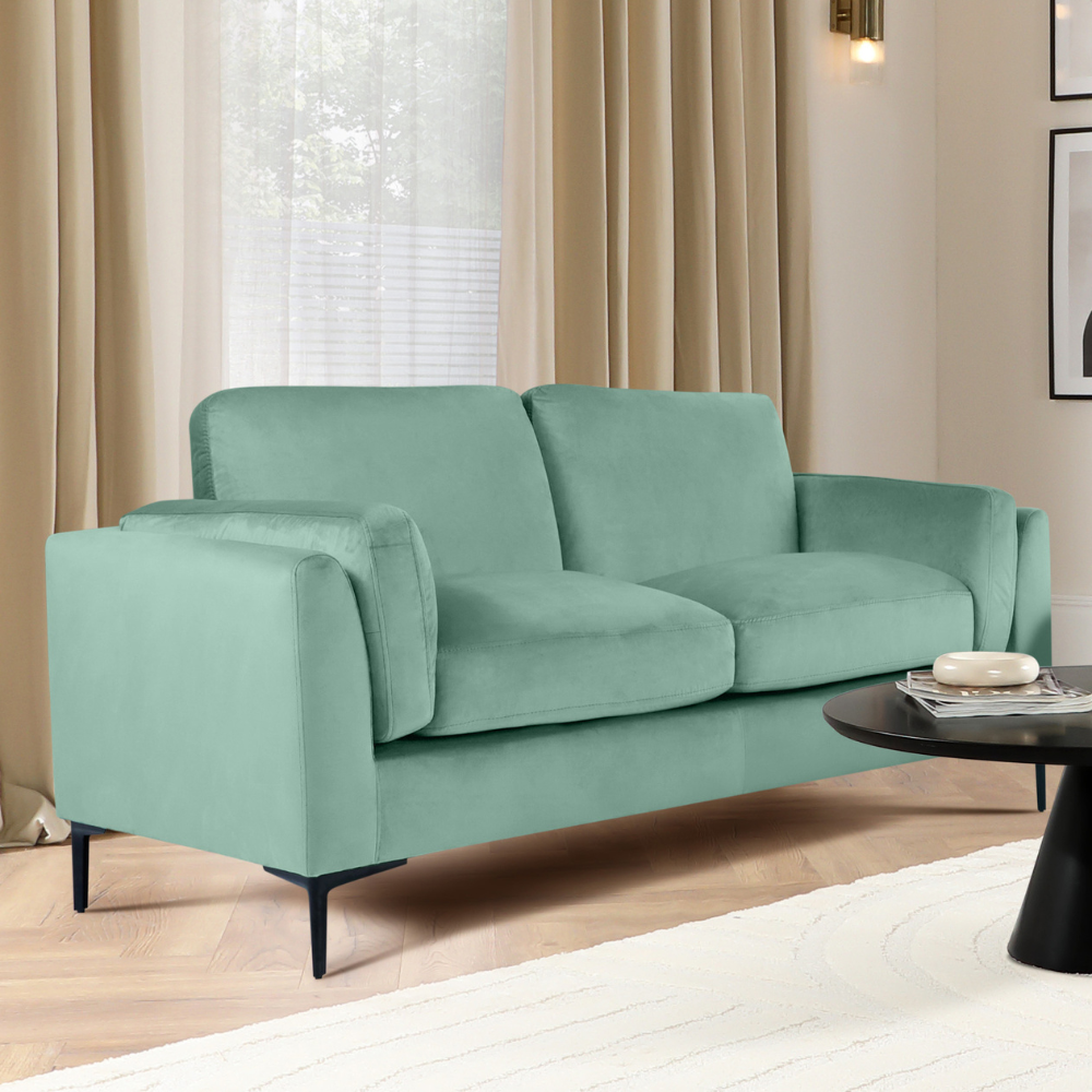 Lucia 2 Seater Sofa, Mint Green House Velvet