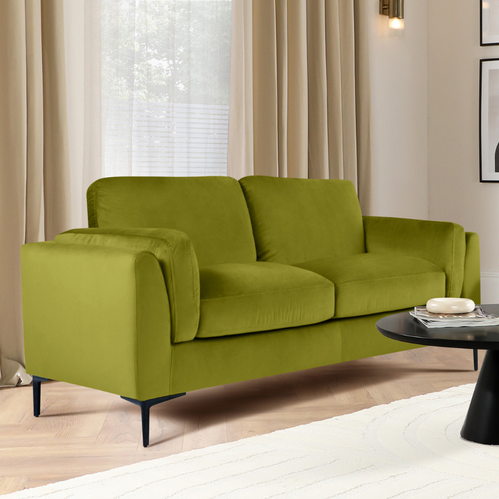 Lucia 2 Seater Sofa, Olive Green House Velvet