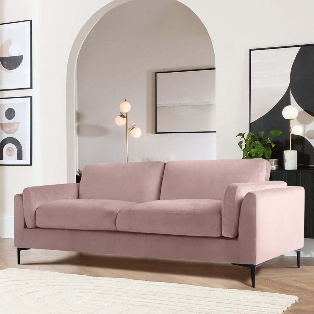 Lucia 3 Seater Sofa, Dusky Pink House Velvet