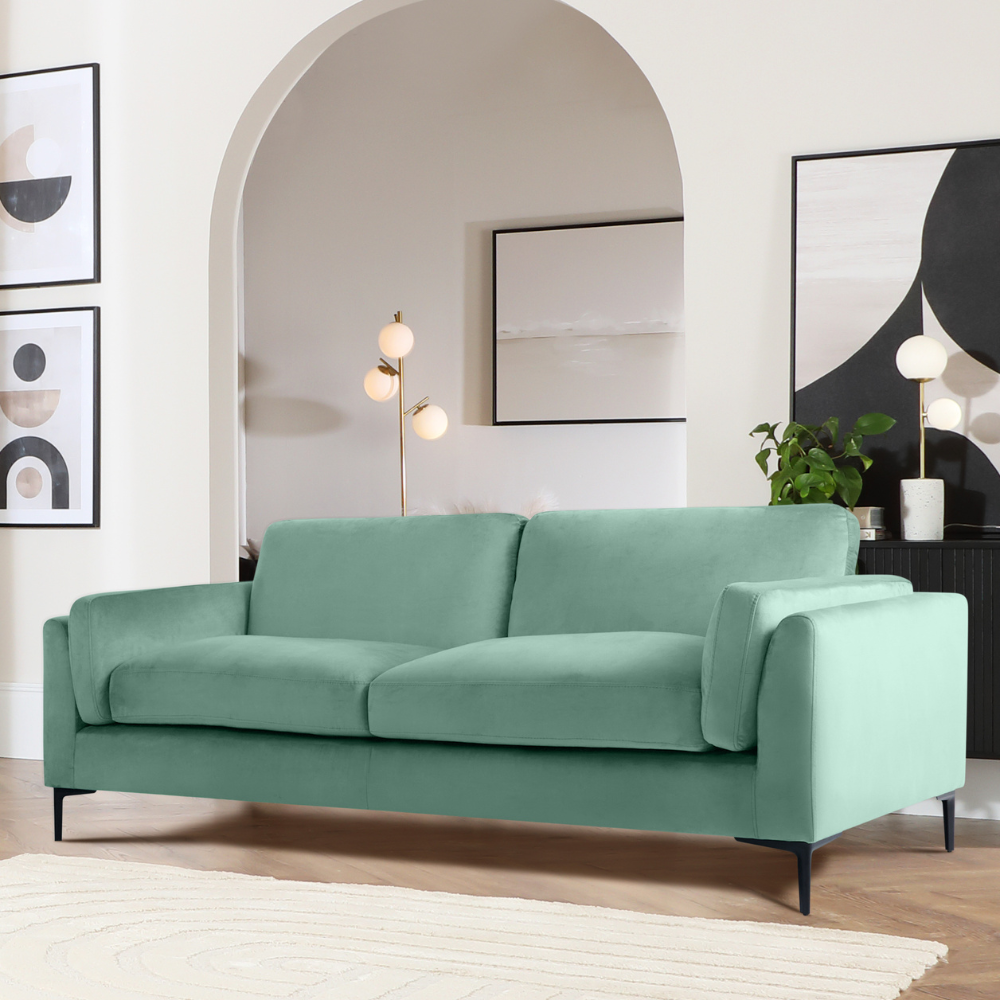 Lucia 3 Seater Sofa, Mint Green House Velvet