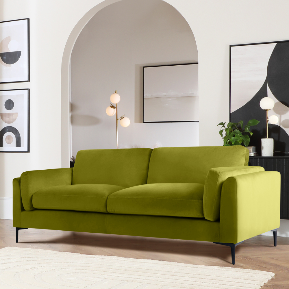 Lucia 3 Seater Sofa, Olive Green House Velvet