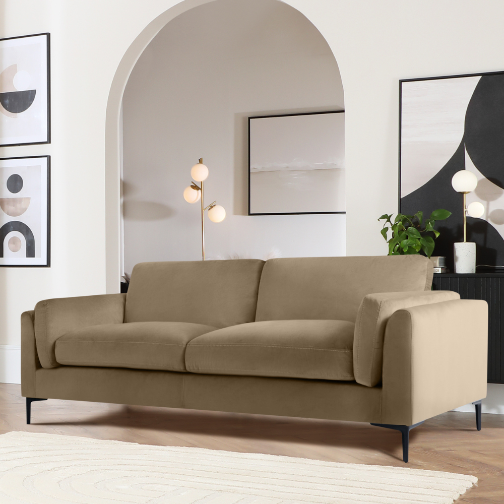 Lucia 3 Seater Sofa, Taupe House Velvet