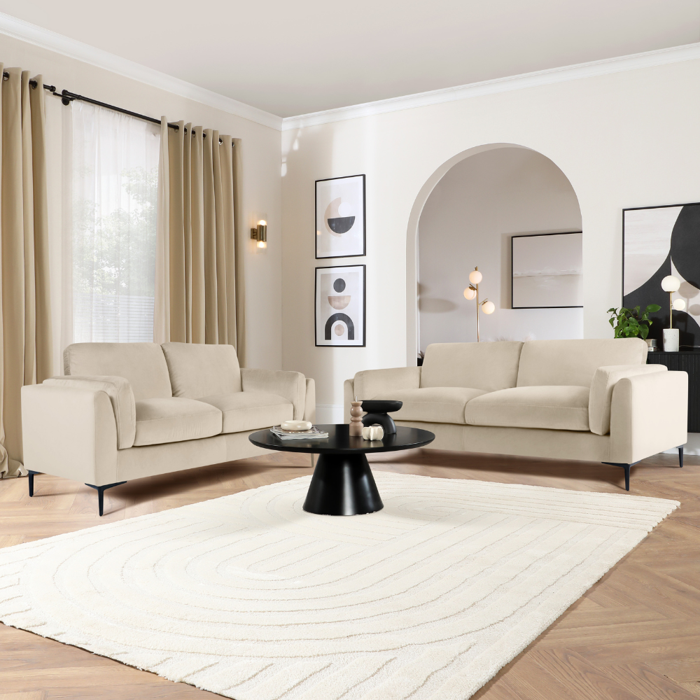 Lucia 3+2 Seater Sofa Set, Champagne House Velvet