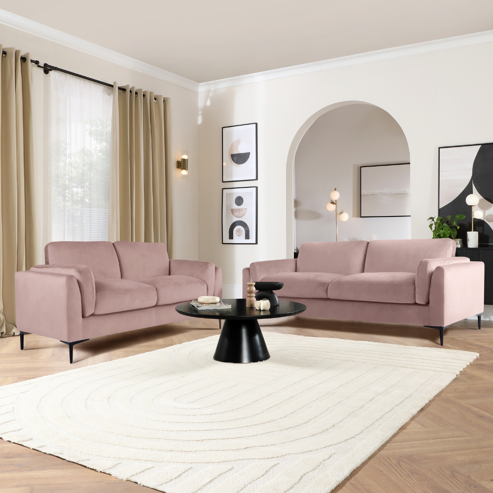 Lucia 3+2 Seater Sofa Set, Dusky Pink House Velvet
