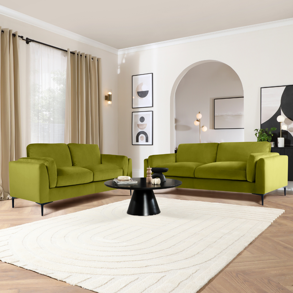 Lucia 3+2 Seater Sofa Set, Olive Green House Velvet