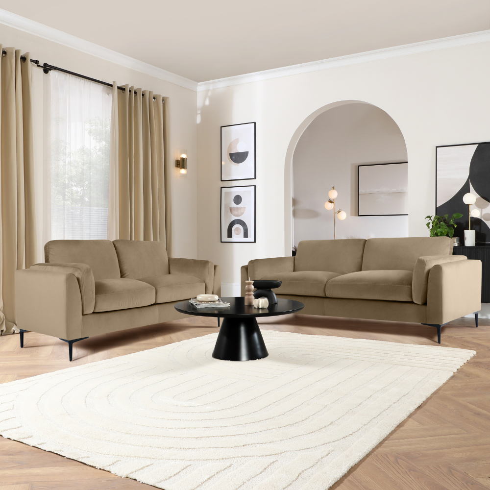 Lucia 3+2 Seater Sofa Set, Taupe House Velvet