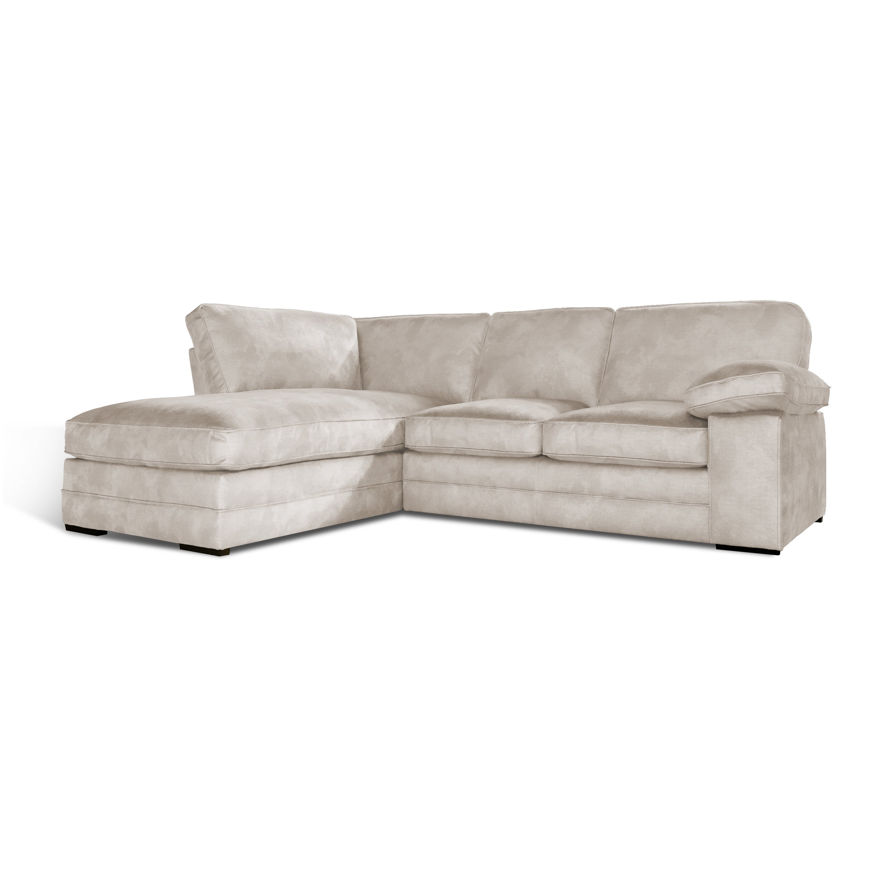 Chatham L-Shape (Left) Corner Sofa, Ivory Aura Velvet