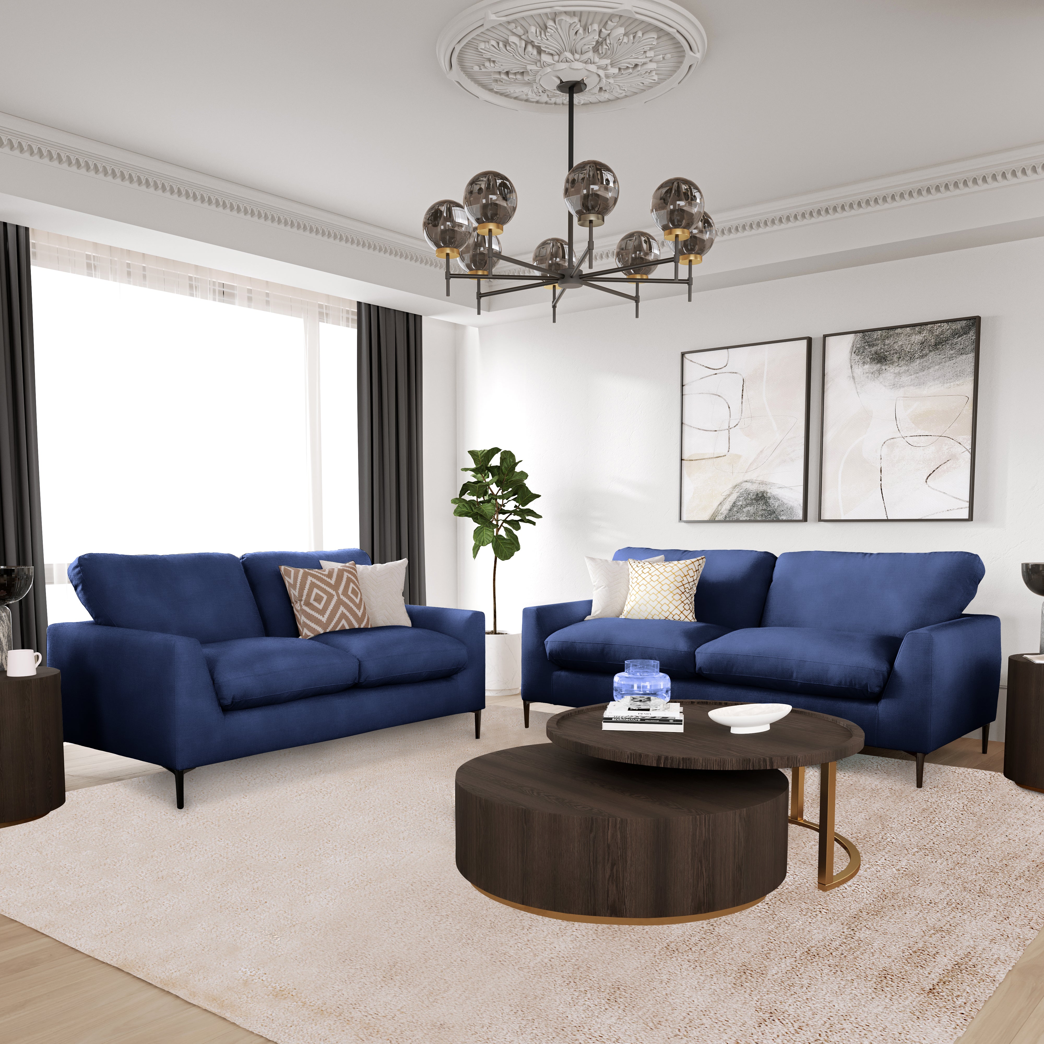Lexi 3+2 Seater Sofa, Dark Blue Velvet