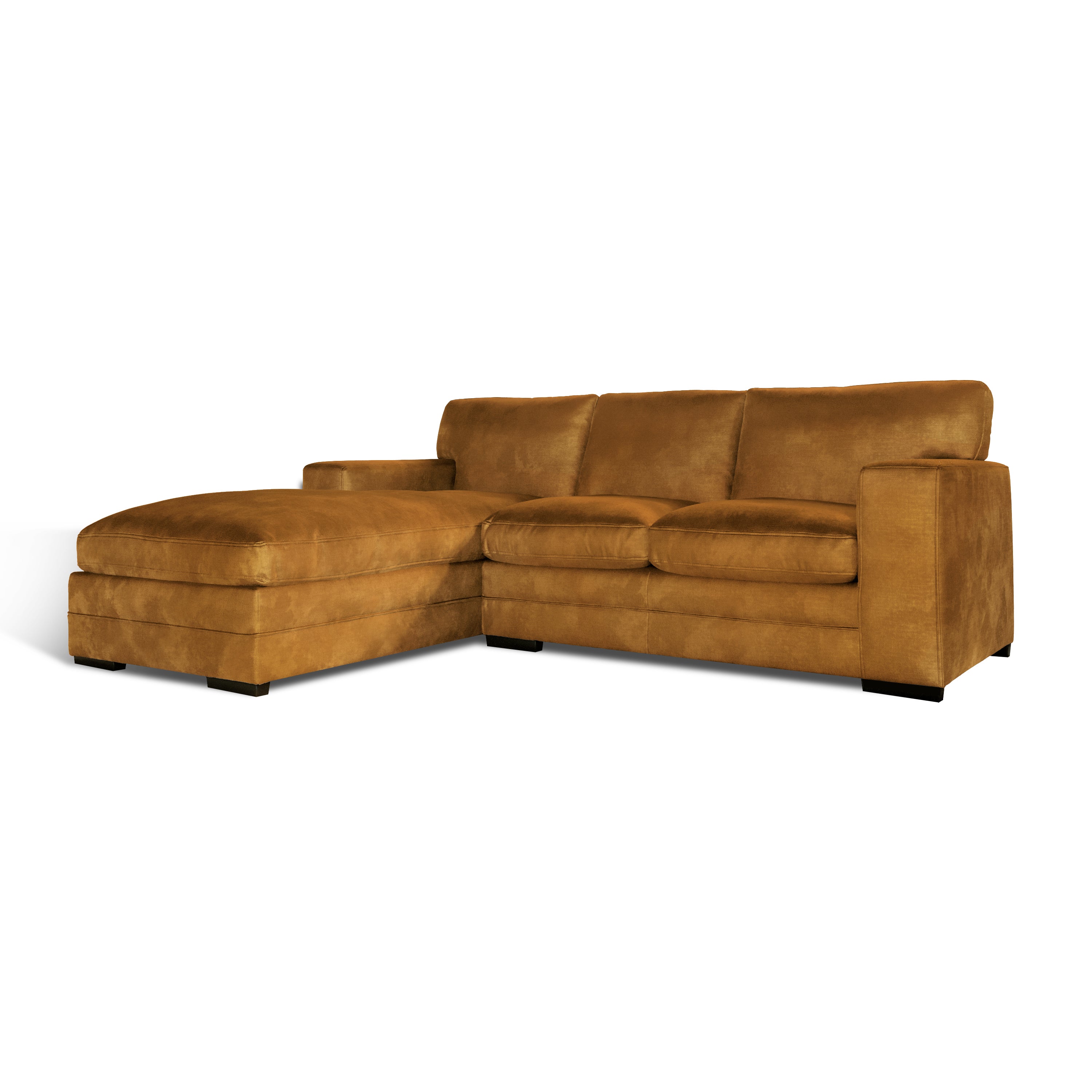 Manhattan L-Shape (Left) Corner Sofa, Mustard Aura Velvet