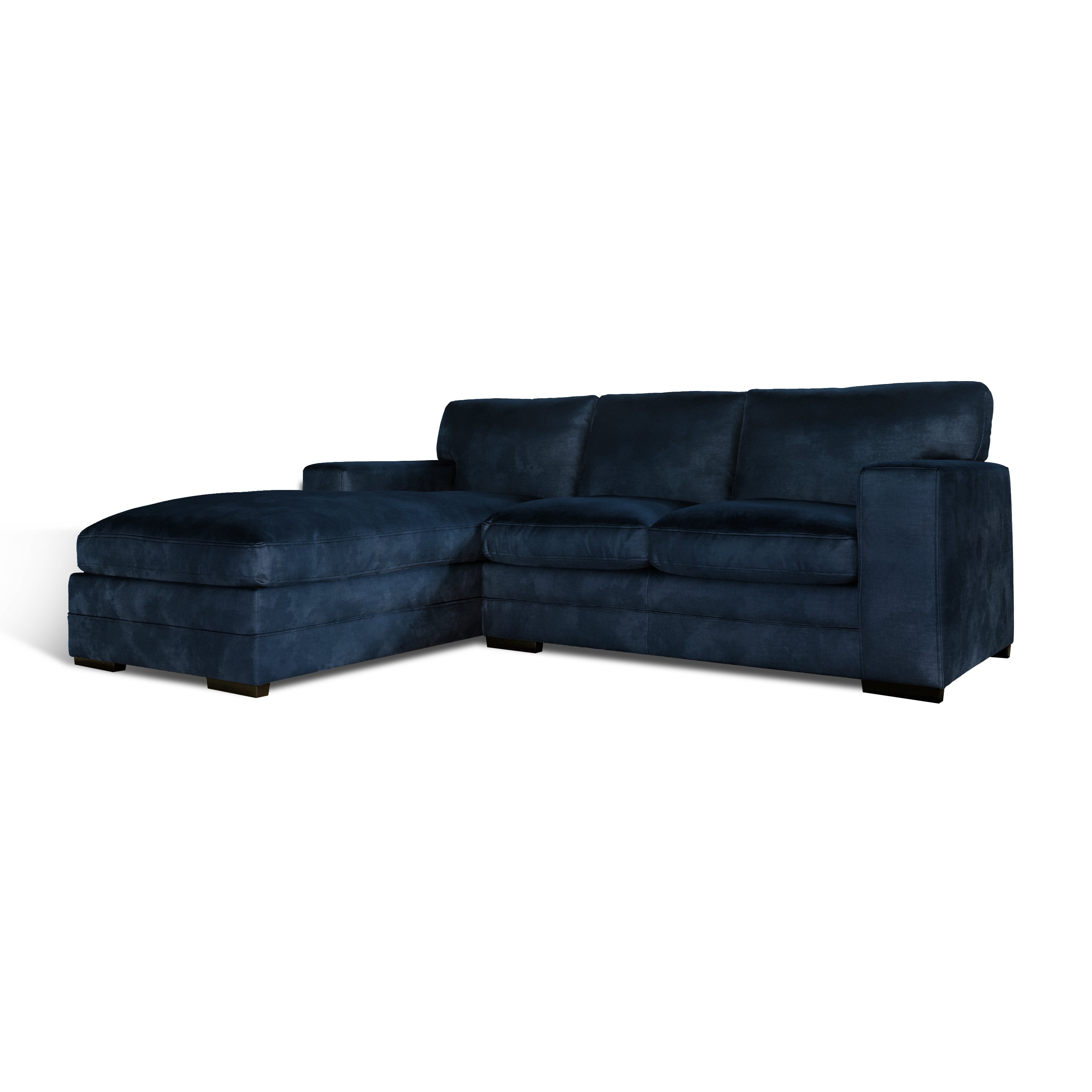 Manhattan L-Shape (Left) Corner Sofa, Blue Aura Velvet