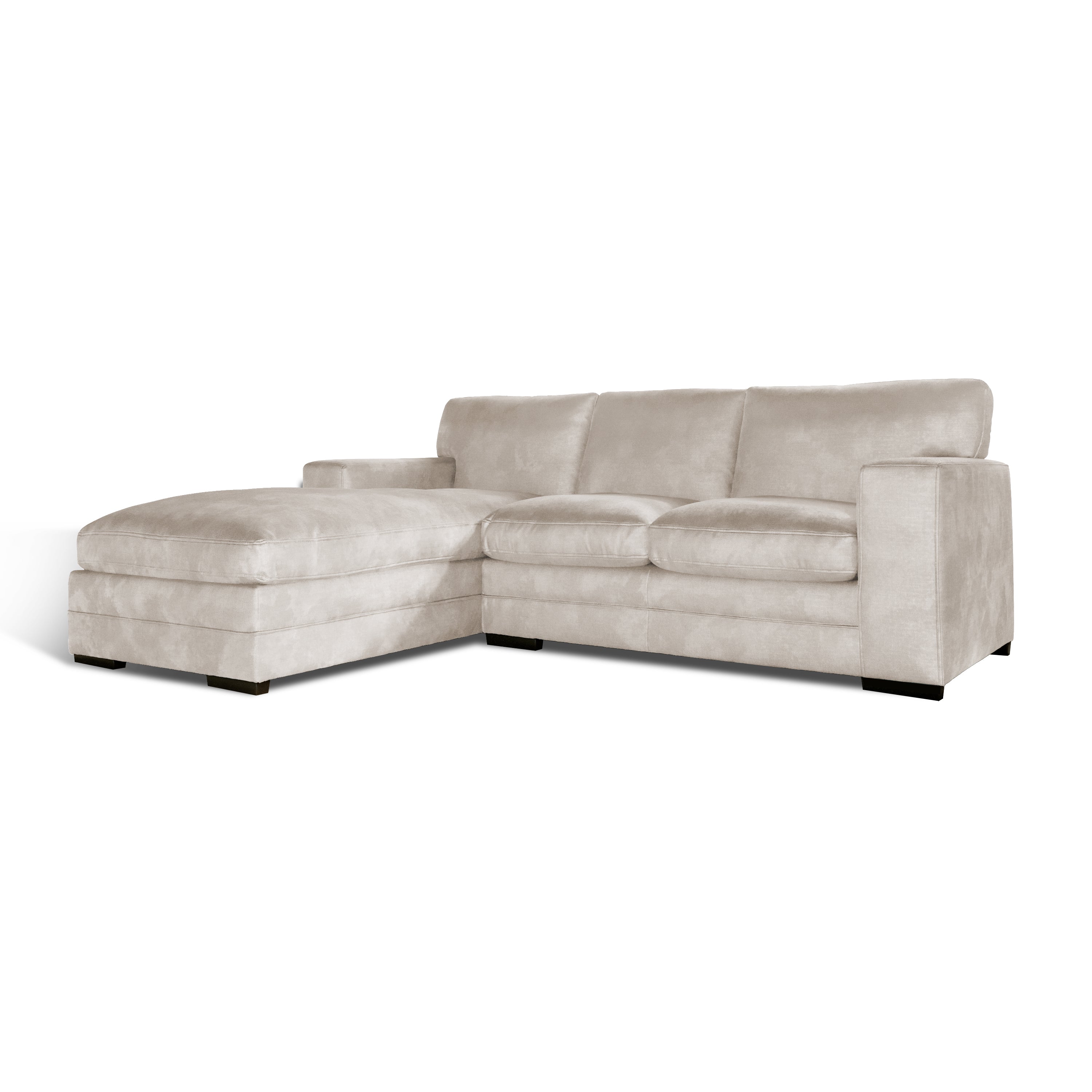 Manhattan L-Shape (Left) Corner Sofa, Ivory Aura Velvet
