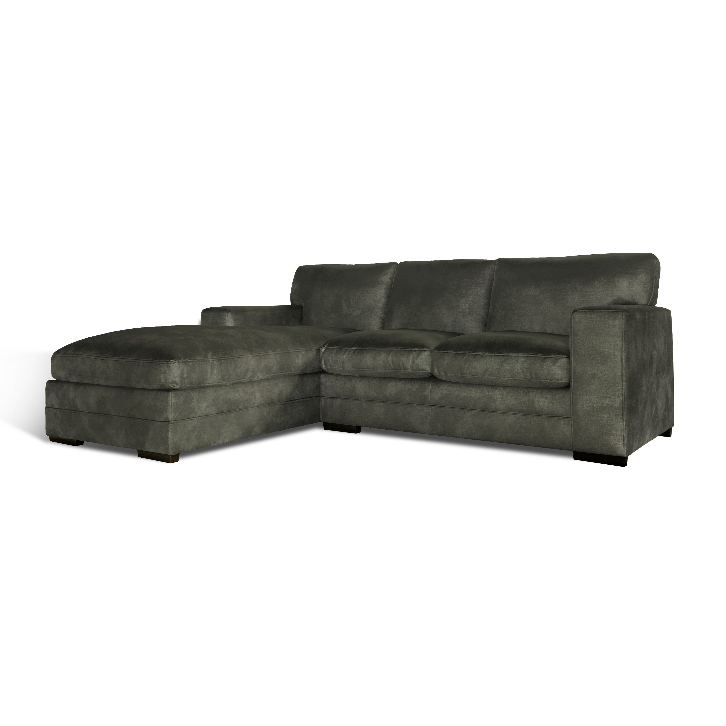 Manhattan L-Shape (Left) Corner Sofa, Moss Green Aura Velvet