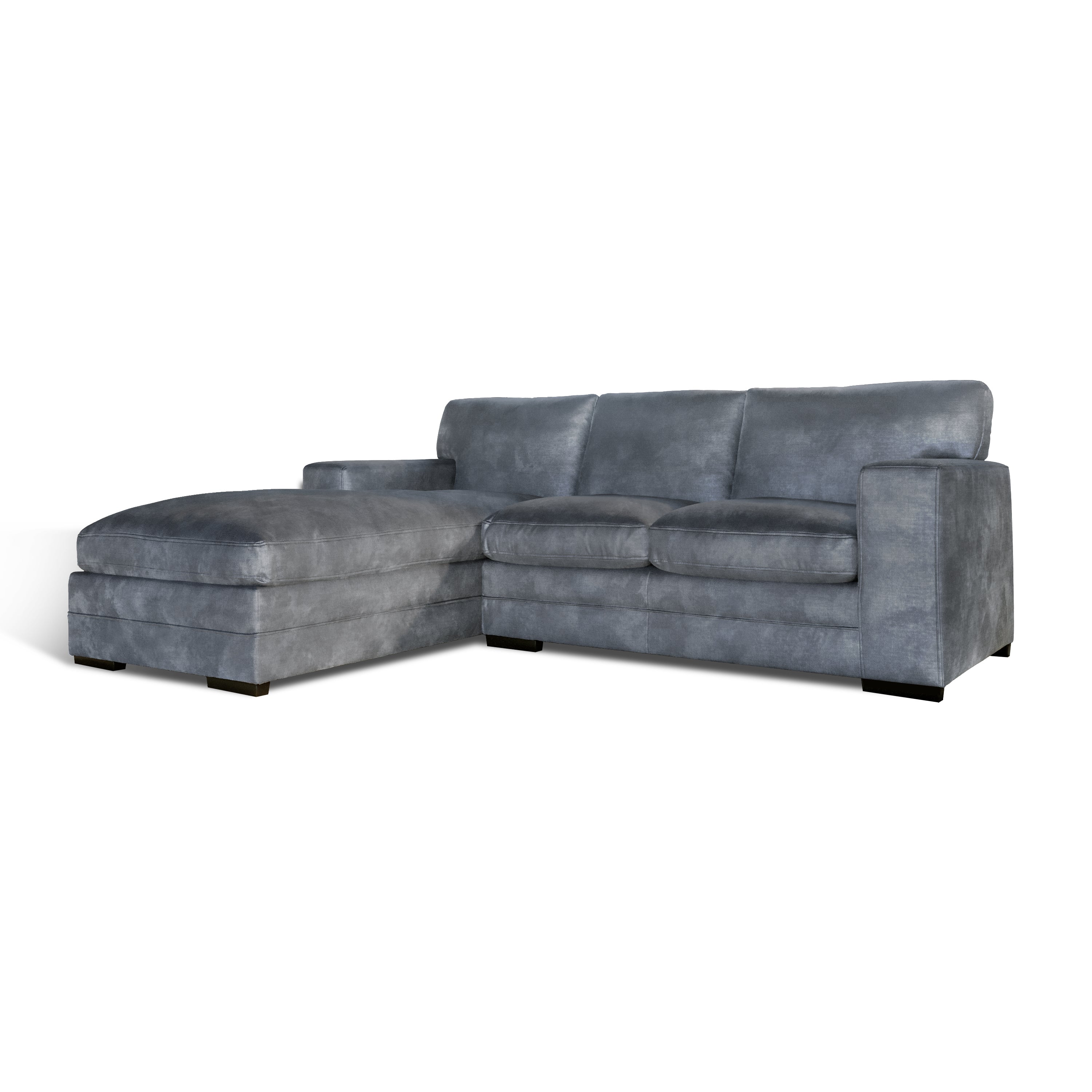 Manhattan L-Shape (Left) Corner Sofa, Grey Aura Velvet