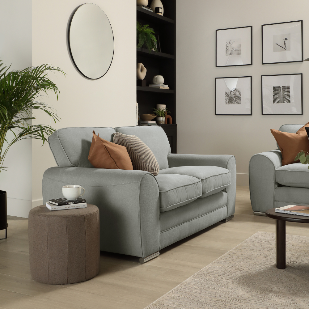 Burford 2 Sofa Seater in Colour Grey House Plush Fabric