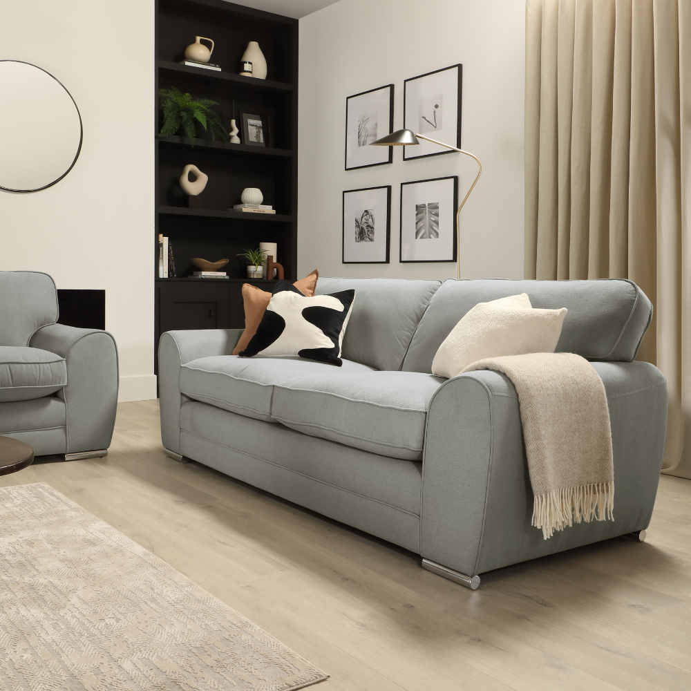 Burford 3 Sofa Seater in Colour Grey House Plush Fabric