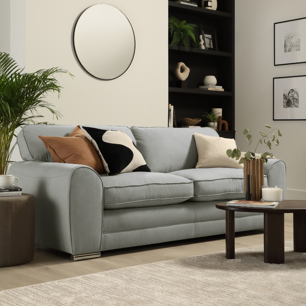 Burford 3+2 Sofa Seater Sofa Set in Colour Grey House Plush Fabric