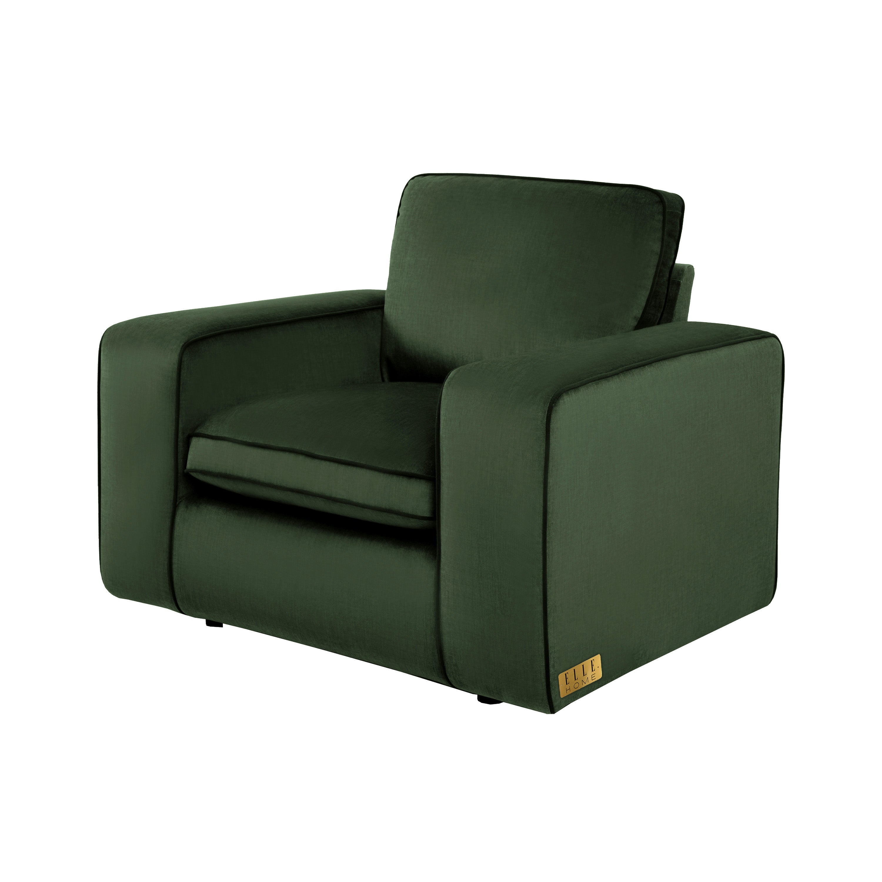 ELLE Home; Camille Armchair, Moss Green Velvet