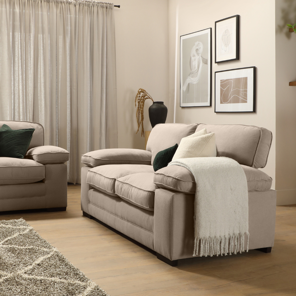 Chatham 2 Sofa Seater in Colour Beige House Plush Fabric