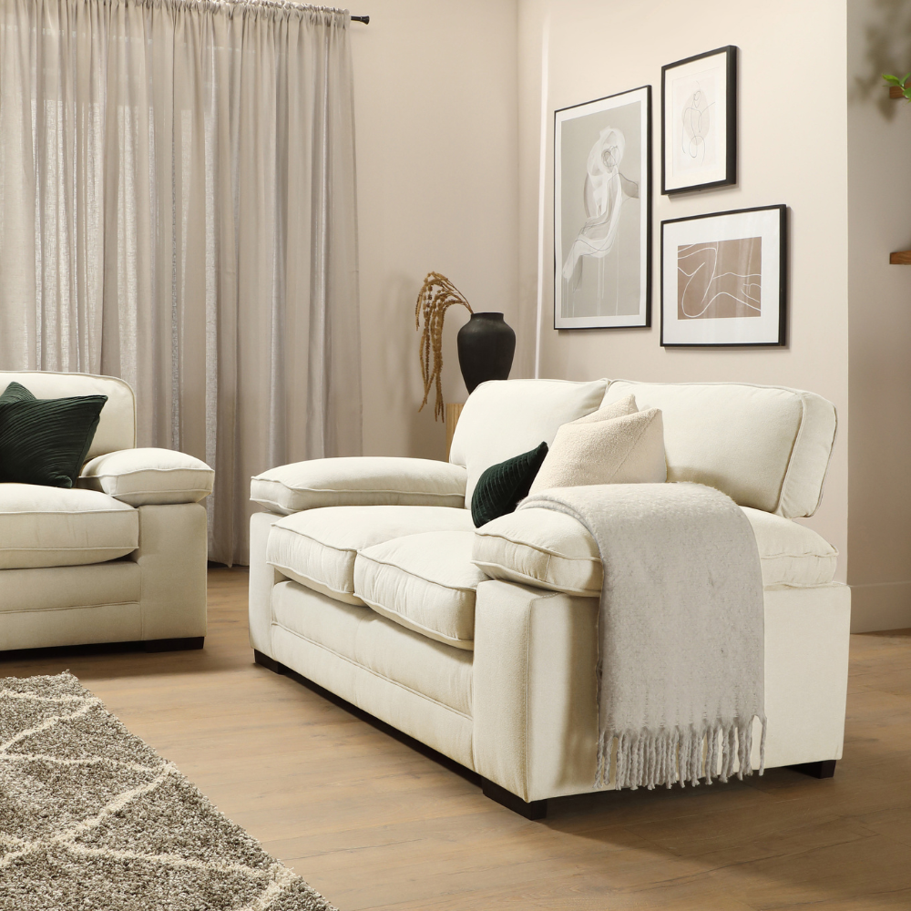 Chatham 2 Sofa Seater in Colour Cream House Plush Fabric