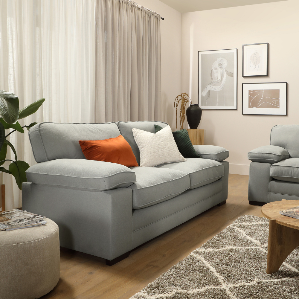 Chatham 3 Sofa Seater in Colour Grey House Plush Fabric