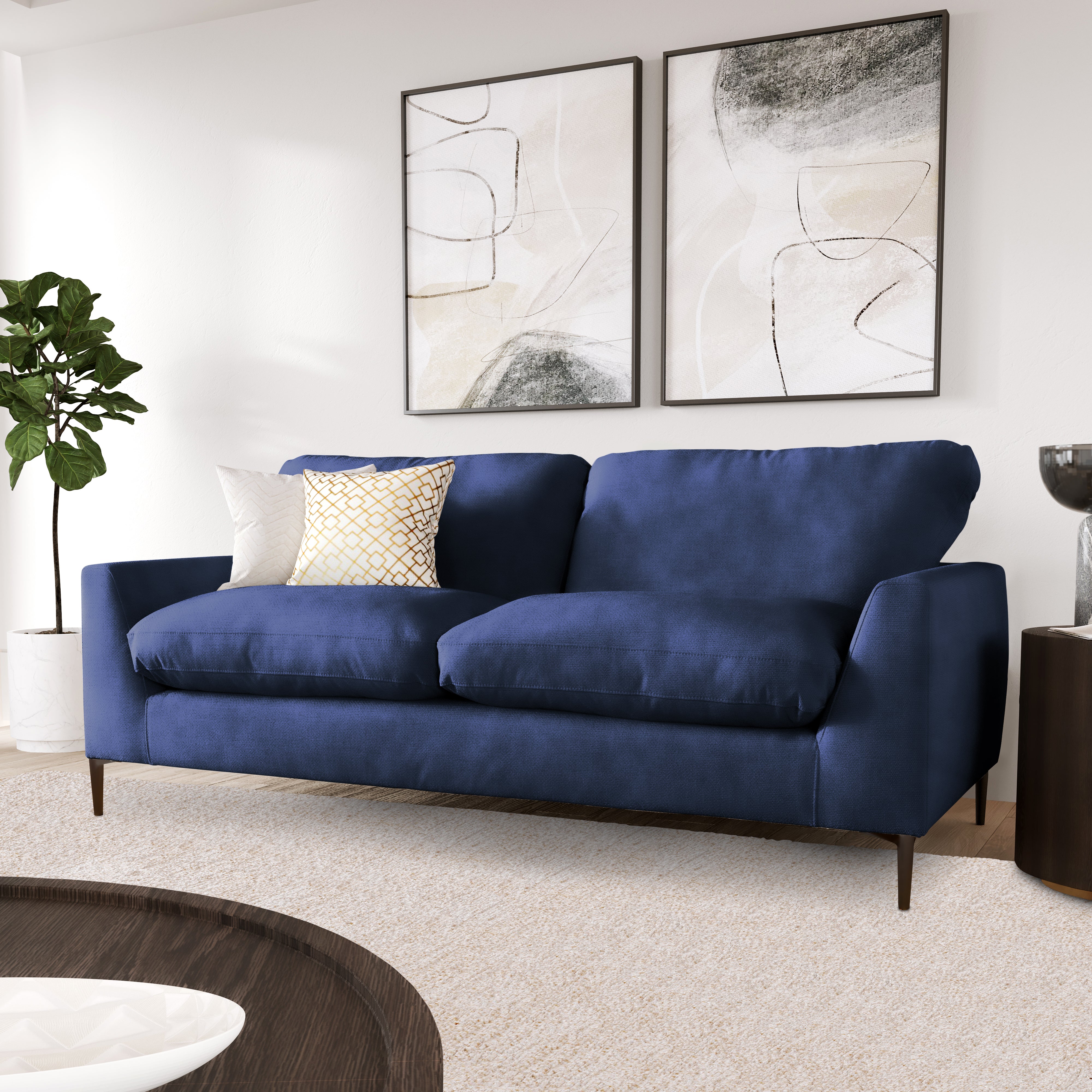 Lexi 3 Seater Sofa, Dark Blue Velvet