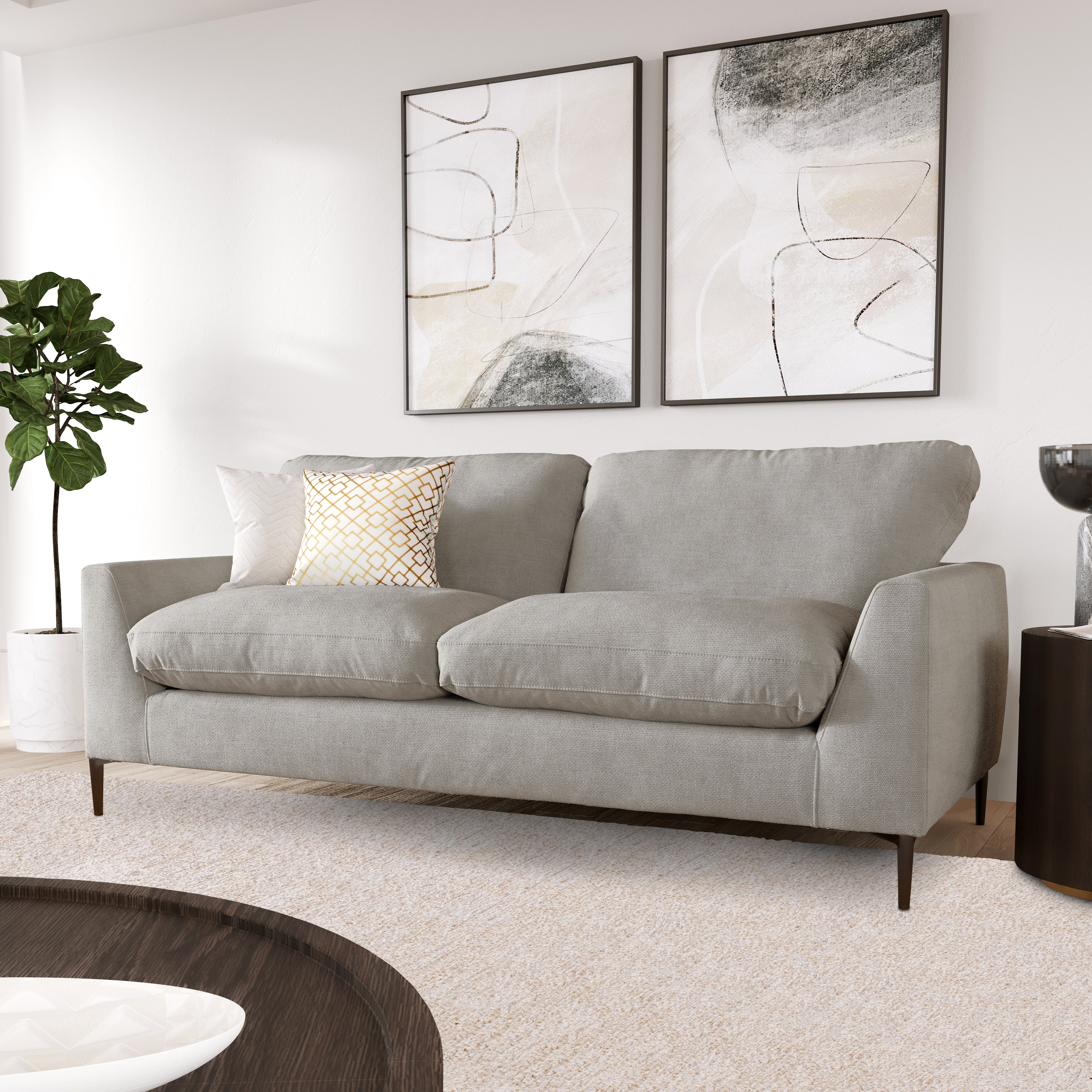Lexi 3 Seater Sofa, Light Grey Linen-Weave
