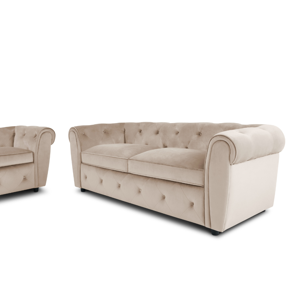 Audley 3 Sofa Seater Sofa in Colour Champagne Velvet