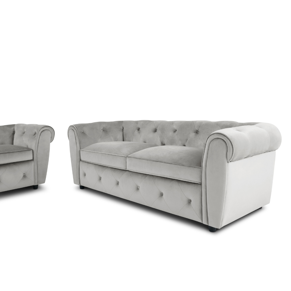 Audley 3 Sofa Seater Sofa in Colour Grey Velvet