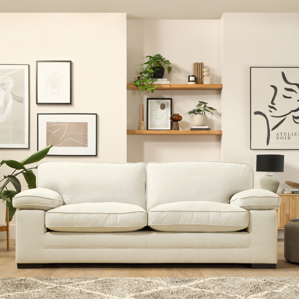 Chatham 3 Sofa Seater in Colour Cream House Plush Fabric