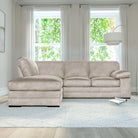 Chatham L-Shape (Left) Corner Sofa, Ivory Aura Velvet