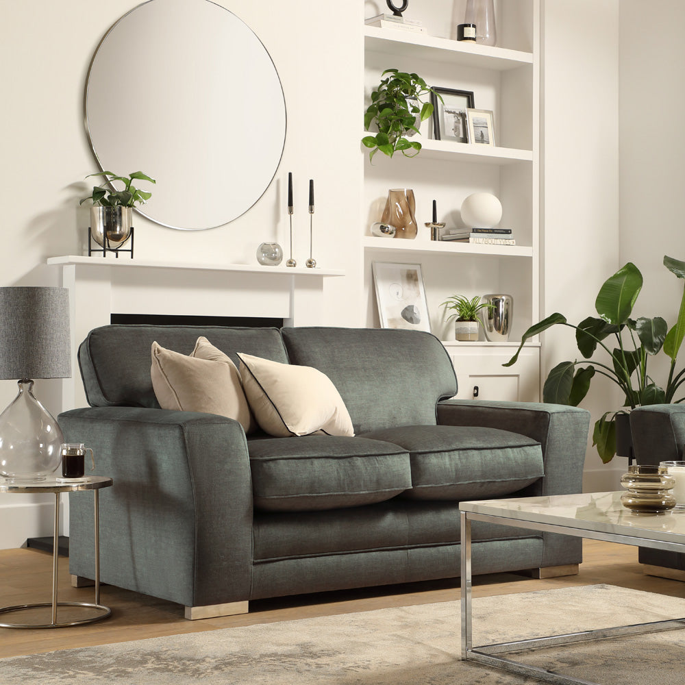 Vermont 2 Seater Sofa, Moss Green Aura Velvet