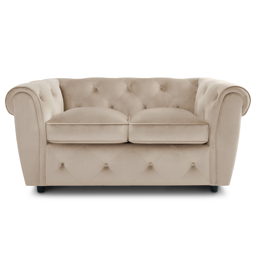 Audley 2 Sofa Seater Sofa in Colour Champagne Velvet
