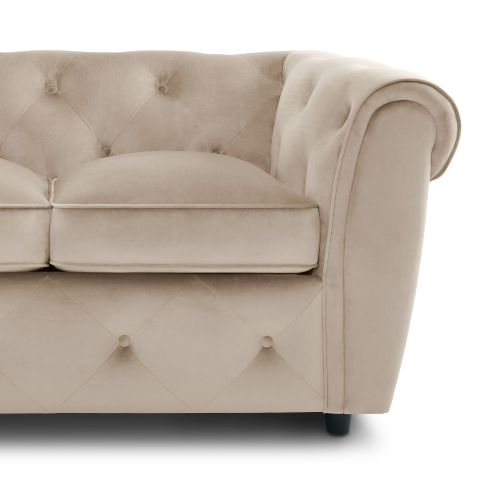 Audley 2 Sofa Seater Sofa in Colour Champagne Velvet