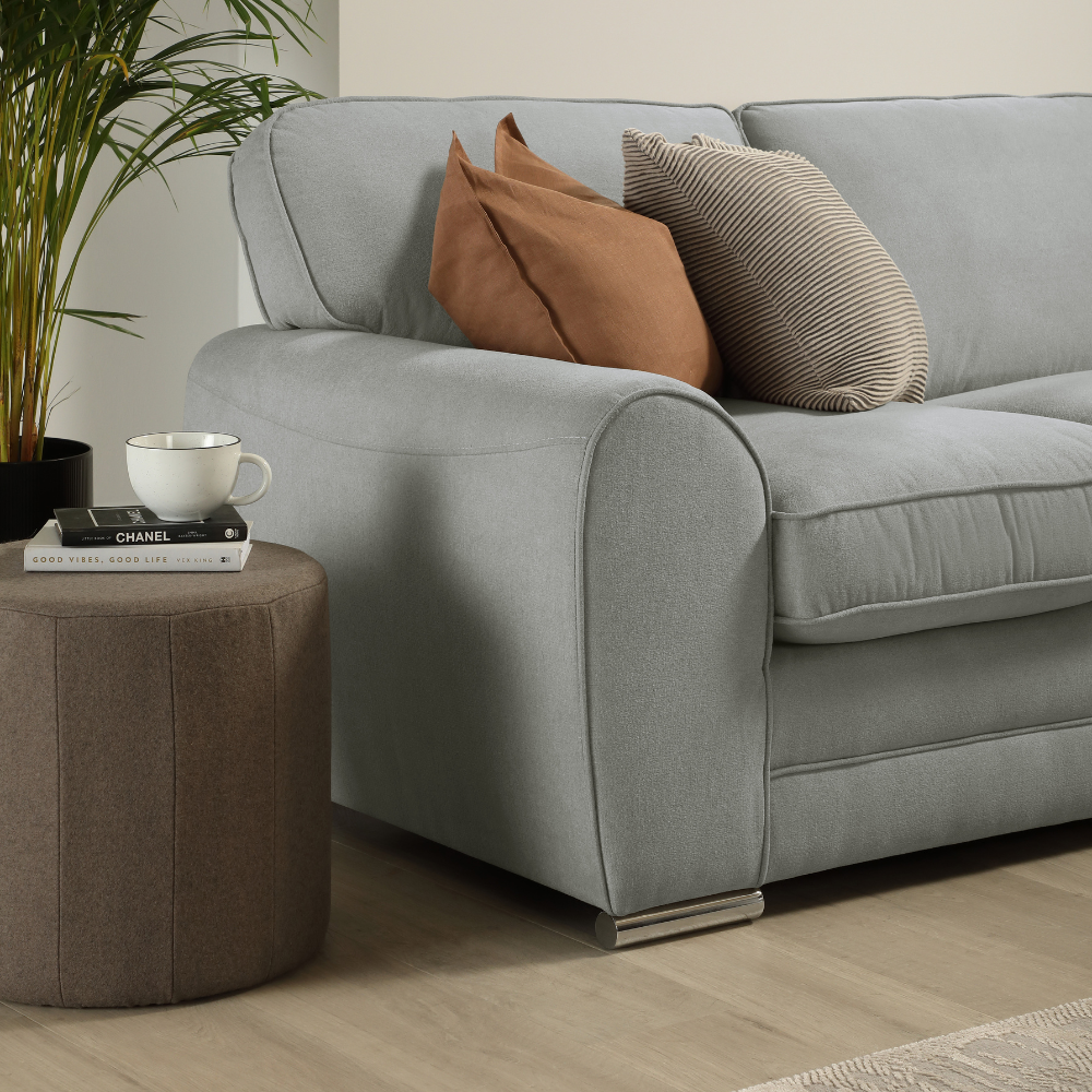 Burford 3+2 Sofa Seater Sofa Set in Colour Grey House Plush Fabric