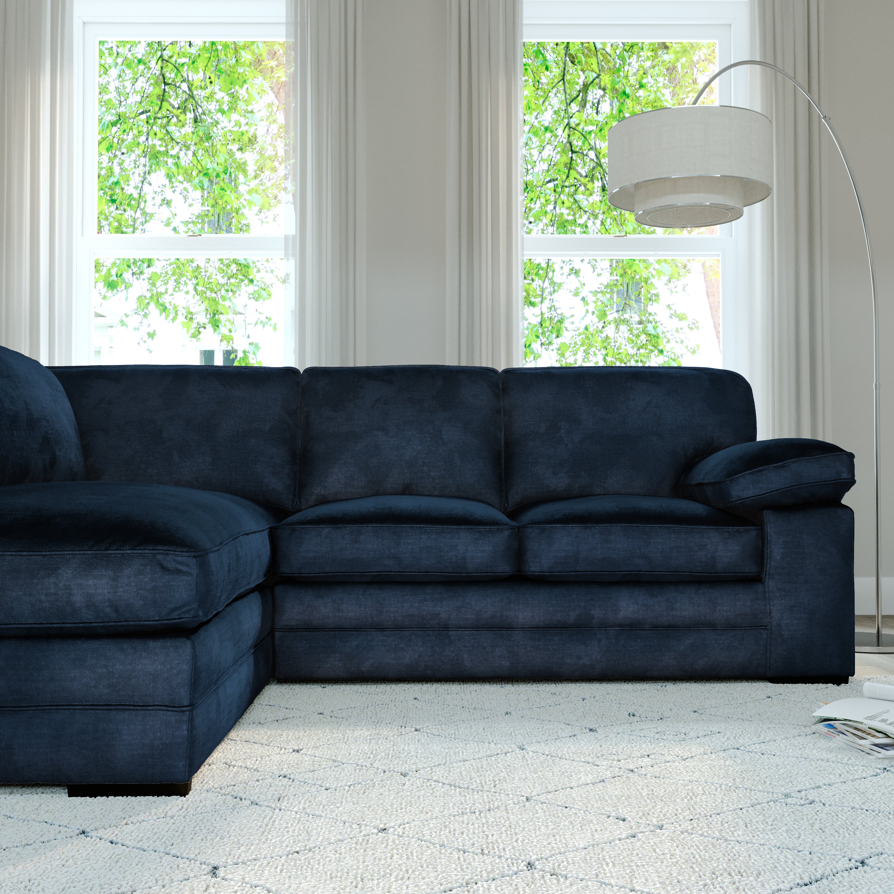 Chatham L-Shape (Left) Corner Sofa, Blue Aura Velvet