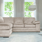 Chatham L-Shape (Left) Corner Sofa, Ivory Aura Velvet
