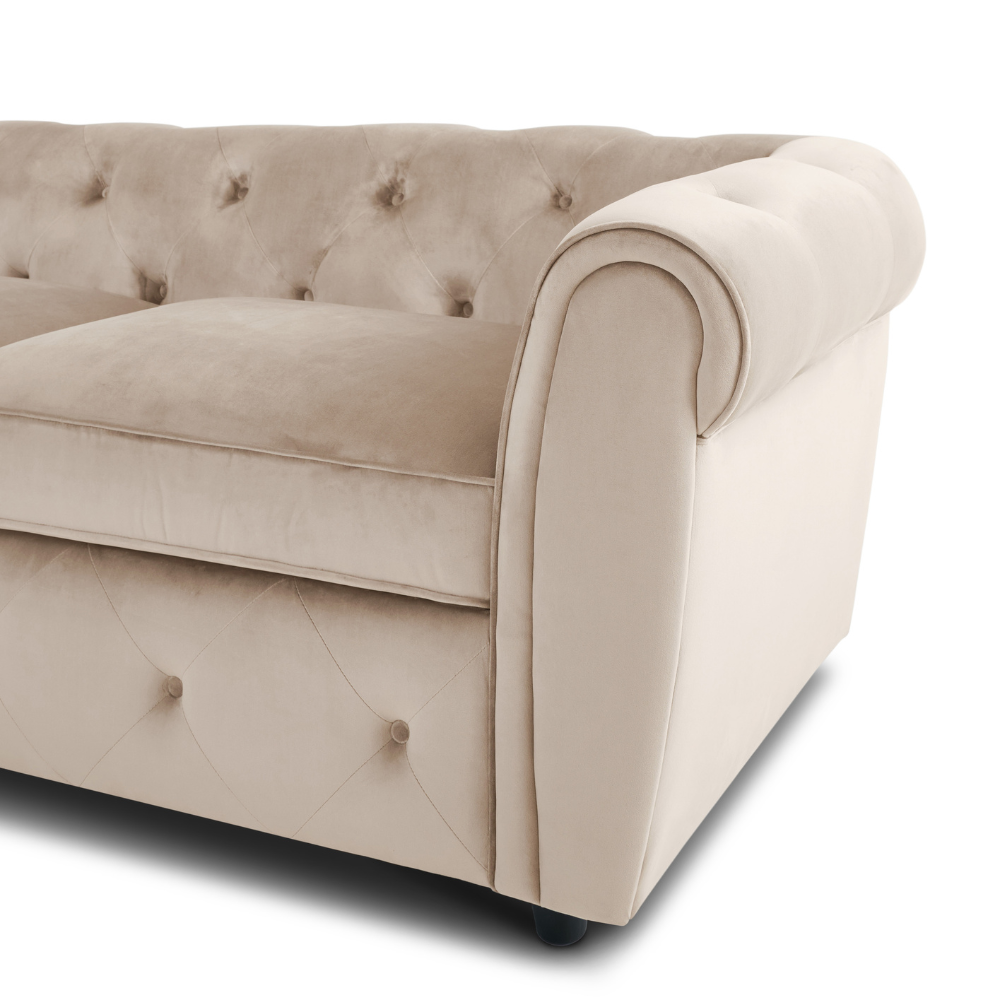 Audley 3 Sofa Seater Sofa in Colour Champagne Velvet